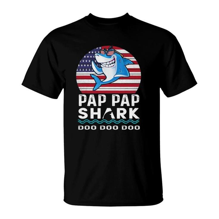 Pap Pap Shark  Fathers Day Gift From Wife Son Daughter T-Shirt