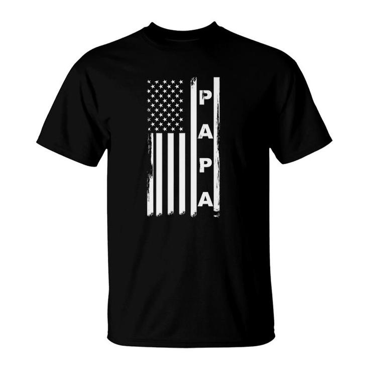 Papa American Flag Fathers Day Dad And Grandpa T-Shirt