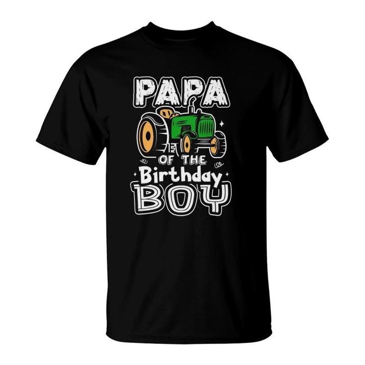 Papa Of The Birthday Boy Farmer Tractor Matching Party T-Shirt