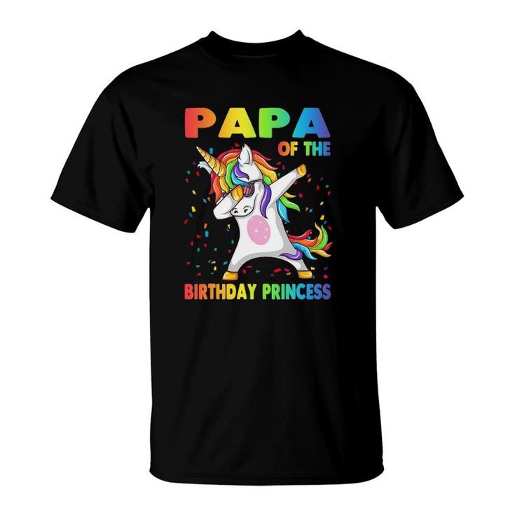 Papa Of The Birthday Princess Dabbing Unicorn Girl T-Shirt