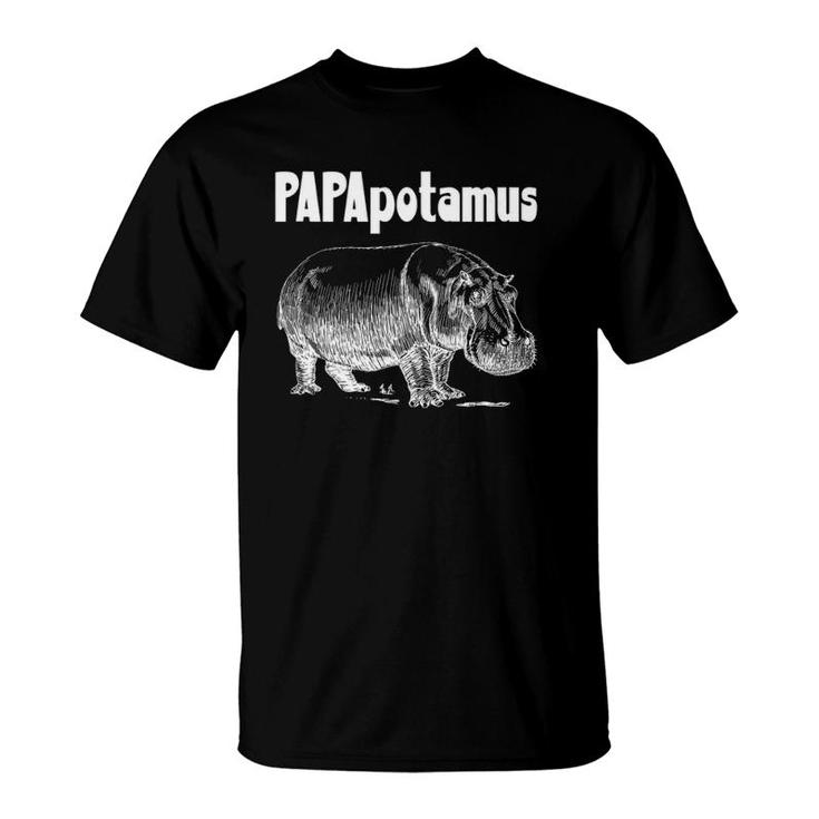 Papapotamus Father Hippo Dad Father's Day Papa Hippopotamus  T-Shirt