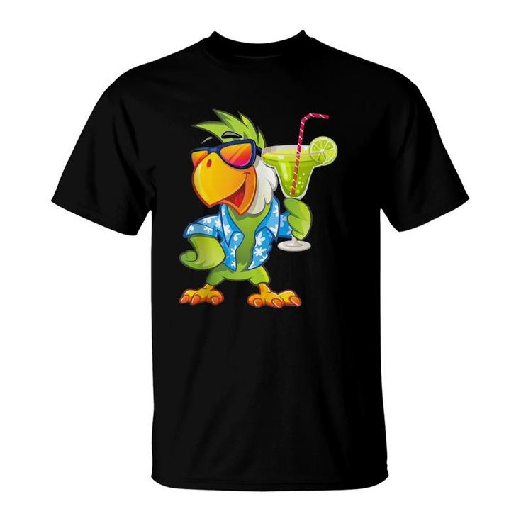Parrots Drinking Margarita Hawaiian Birds Funny Family Cute T-Shirt