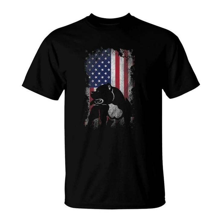Patriotic American Bully American Flag Usa Pitbull Dog Lover T-Shirt