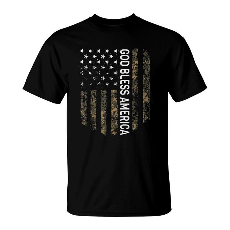 Patriotic American Flag Camo God Bless America Usa Patriot T-Shirt