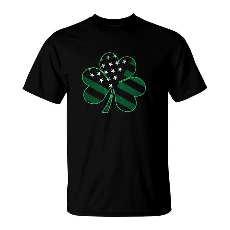Patriotic American Flag St Patrick's Day Clover T-Shirt