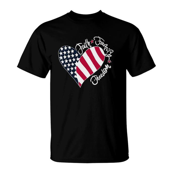 Patriotic Christian Us Flag Faith Family Freedom Liberty T-Shirt