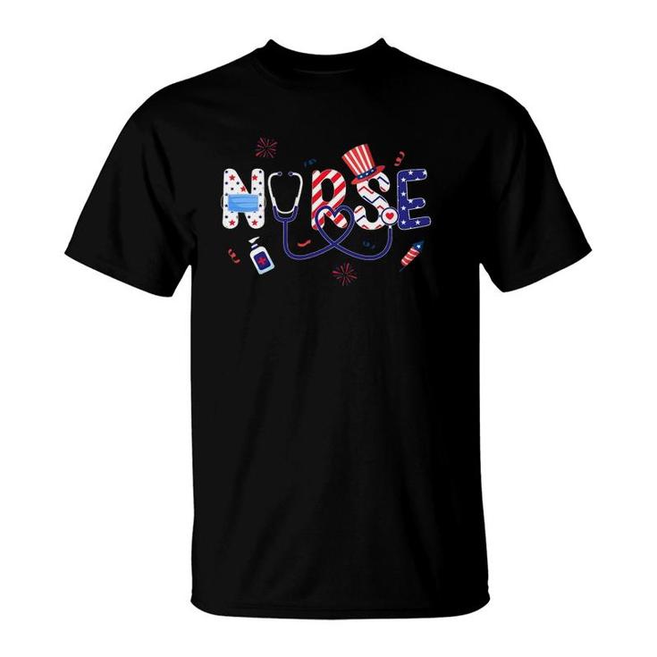 Patriotic Nurse 4Th Of July American Flag Independence Day T-Shirt