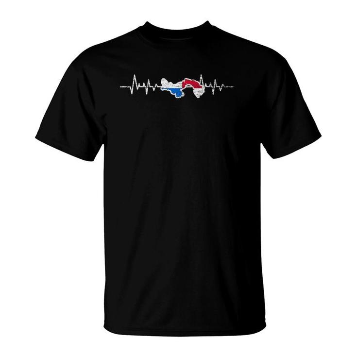 Patriotic Panamanian Flag Heartbeat Panama T-Shirt