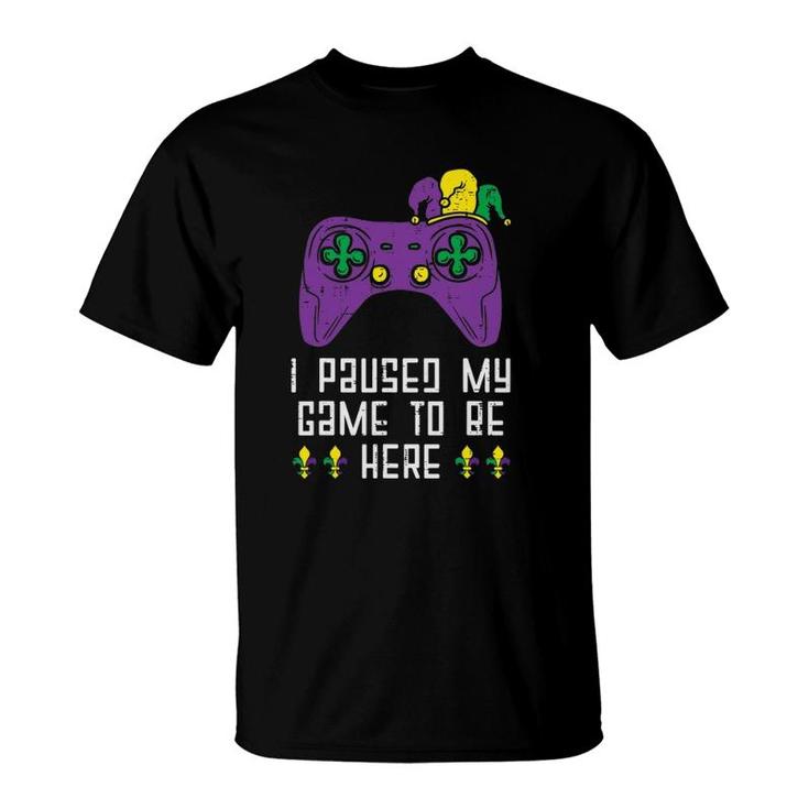 Paused My Game Mardi Gras Video Gaming Gamer Boys Men Kids T-Shirt