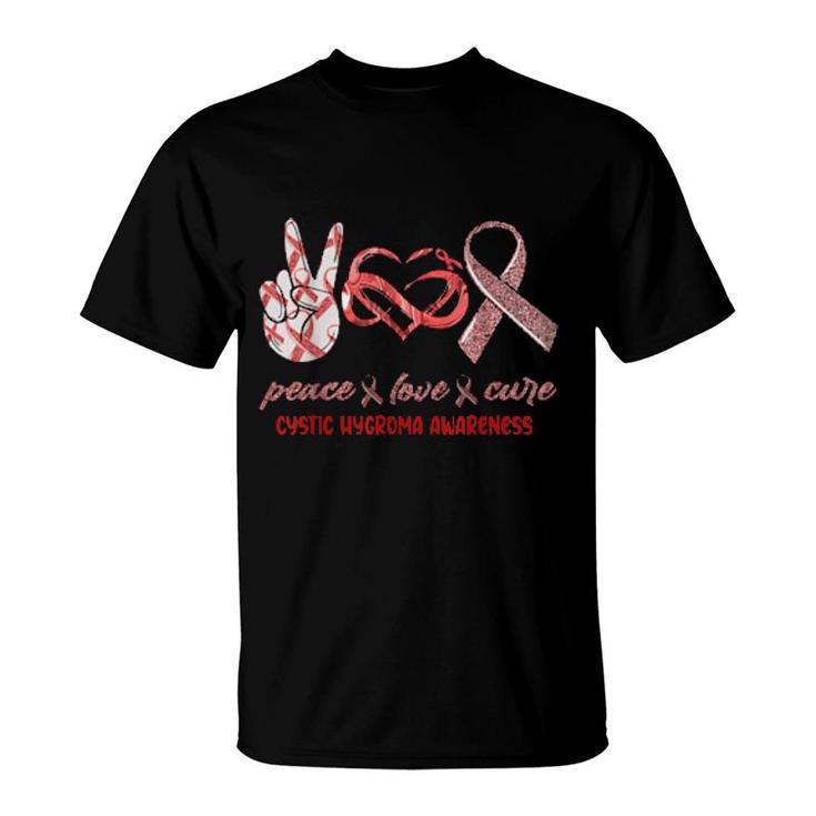 Peace Love Cure Cystic Hygroma Awareness T-Shirt