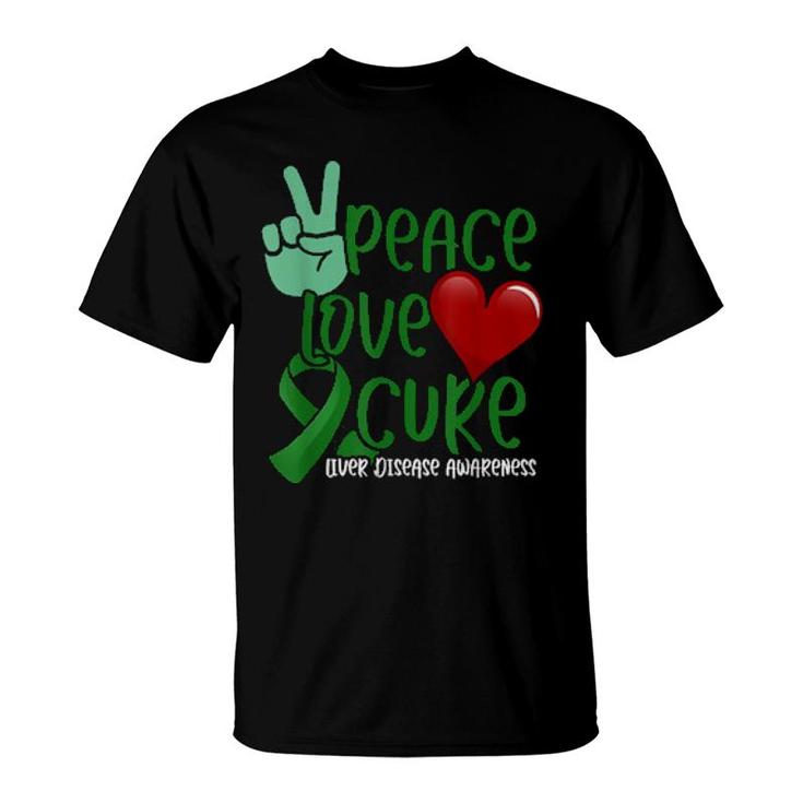 Peace Love Cure Liver Disease Awareness  T-Shirt