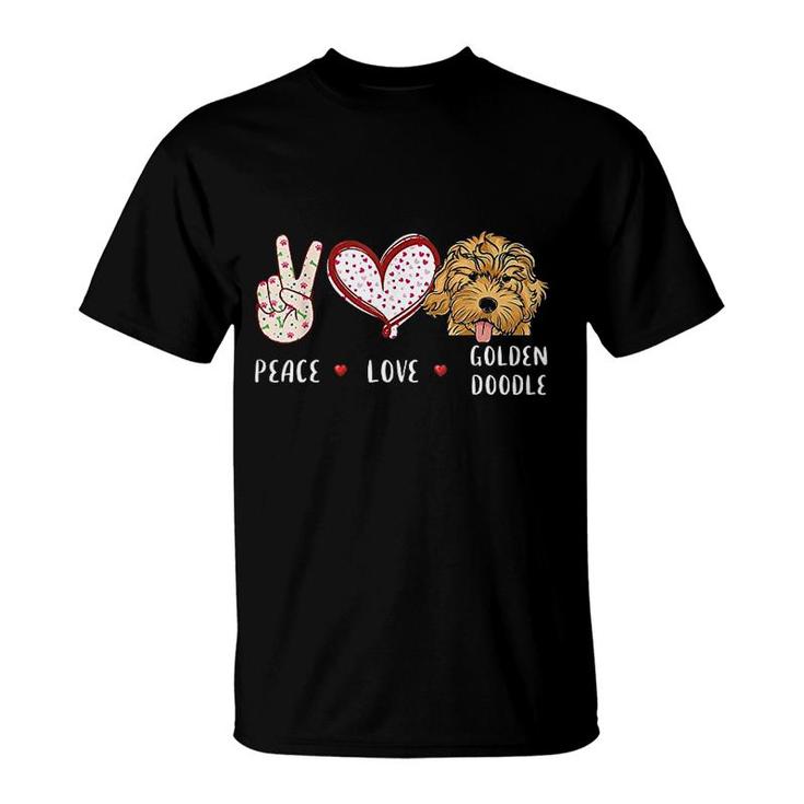 Peace Love Doodle Dad Golden Doodle Dog Gift For Men Women Kids Doodle Dog T-Shirt