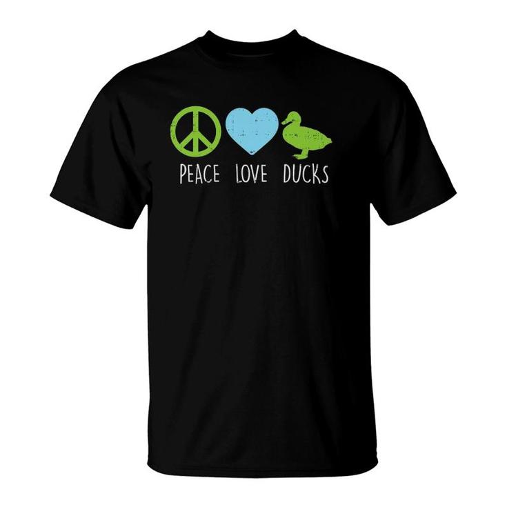 Peace Love Ducks Hippie Farming Life Farm Animal Farmer Gift T-Shirt