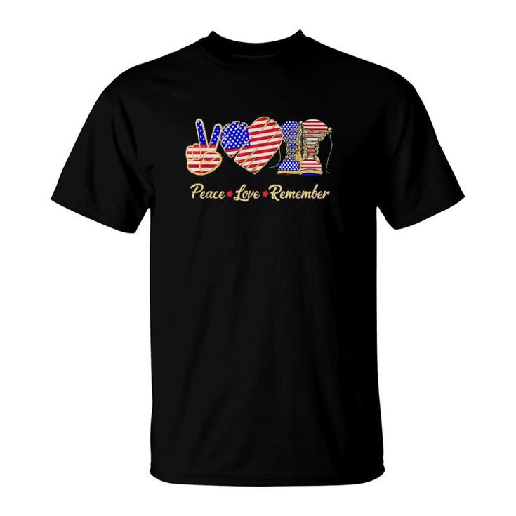 Peace Love Remember Veteran America  T-Shirt