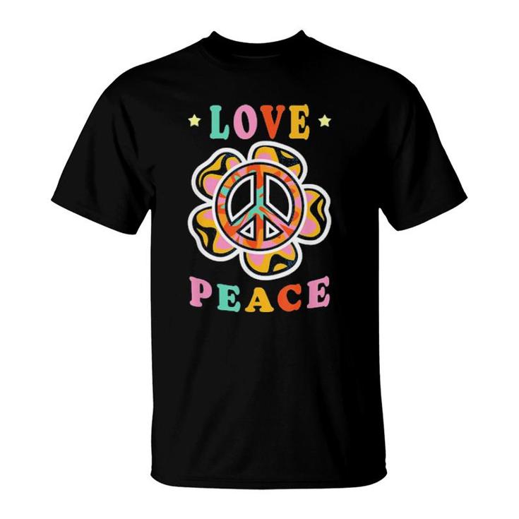 Peace Sign Flower Love Peace Hippie Costume 60S 70S Tee  T-Shirt