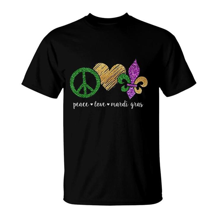 Peace Sign Heart Fleur De Lys Hippie Peace Love New Orleans Mardi Gras 2022 T-shirt