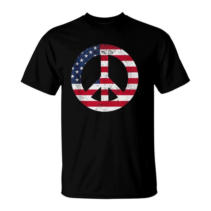 Peace Sign  Patriotic Usa Flag Peace & Love Tank Top T-Shirt