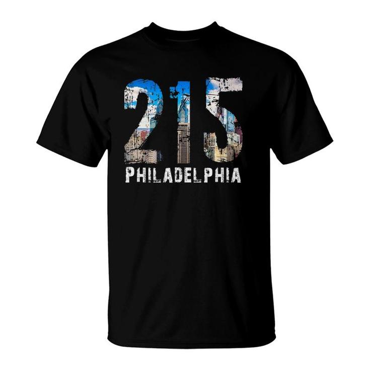 Philadelphia 215 Philly 215 Skyline Area Code T-Shirt