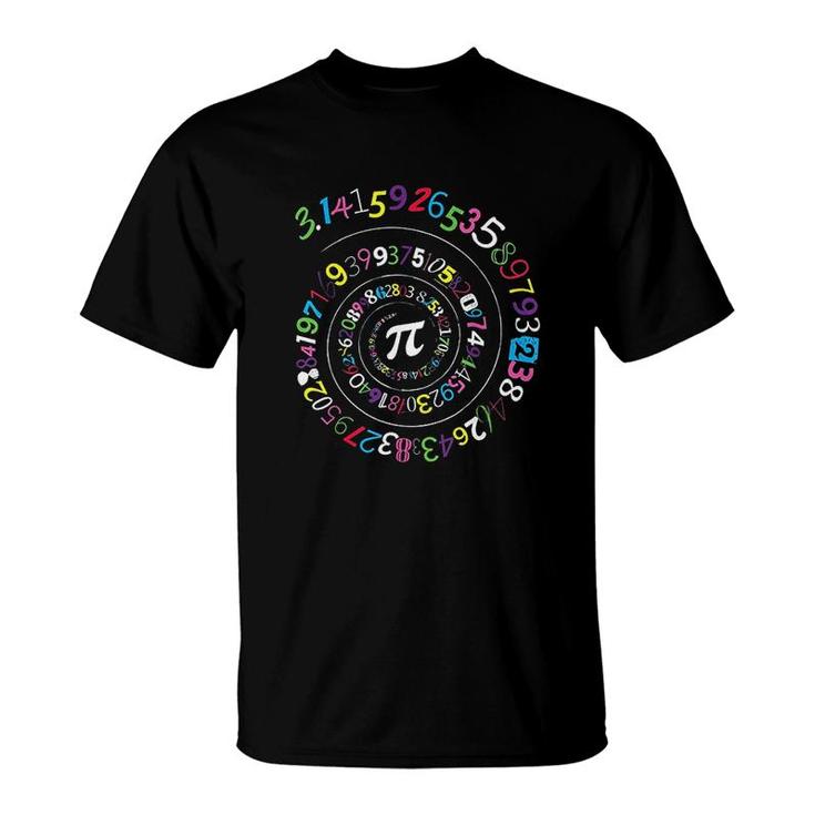 Pi Day Shirt Spiral Pi Color Numbers Teacher Student T-shirt