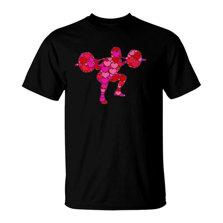Pink Red Heart Valentine's Day Gift For Weight Lifter Gym  T-Shirt