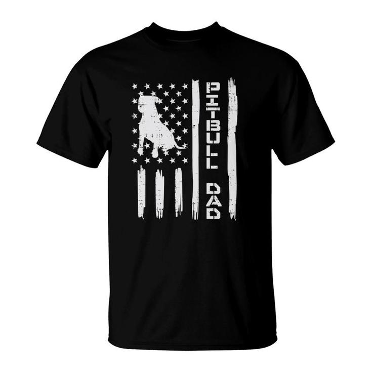 Pitbull Dad Flag Vintage Patriotic Dog Lover Owner Men Gift T-Shirt