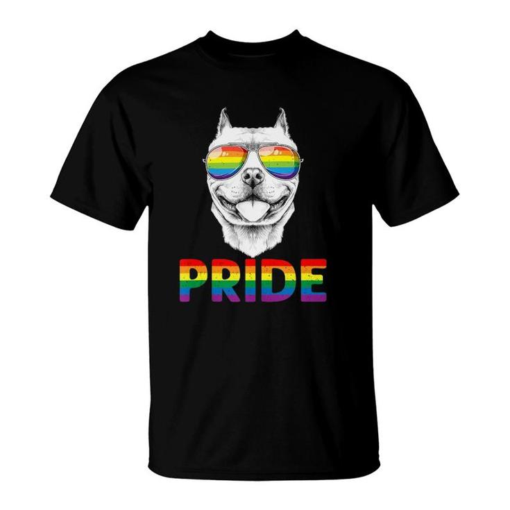 Pitbull Gay Pride Lgbt Rainbow Flag Sunglasses Lgbtq Tank Top T-Shirt