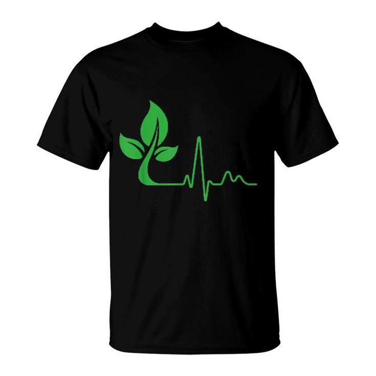 Plant Heartbeat Gardening Gardener Garden Horticulture Vegan  T-Shirt