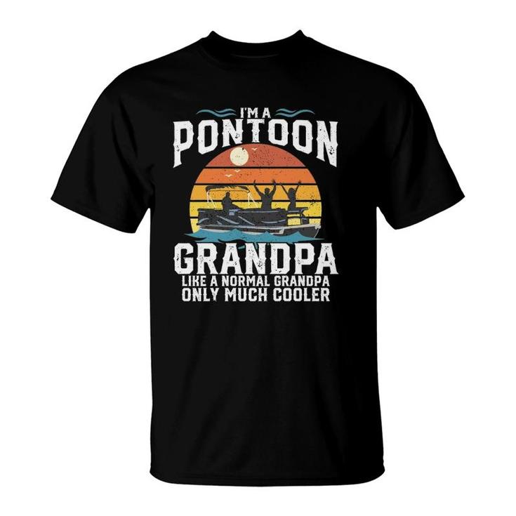 Pontoon Grandpa Captain Retro Funny Boating Father's Day Gift T-Shirt