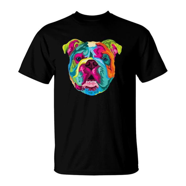 Pop Art English Bulldog Pet Paw Gift Men Women Dog Lover T-Shirt