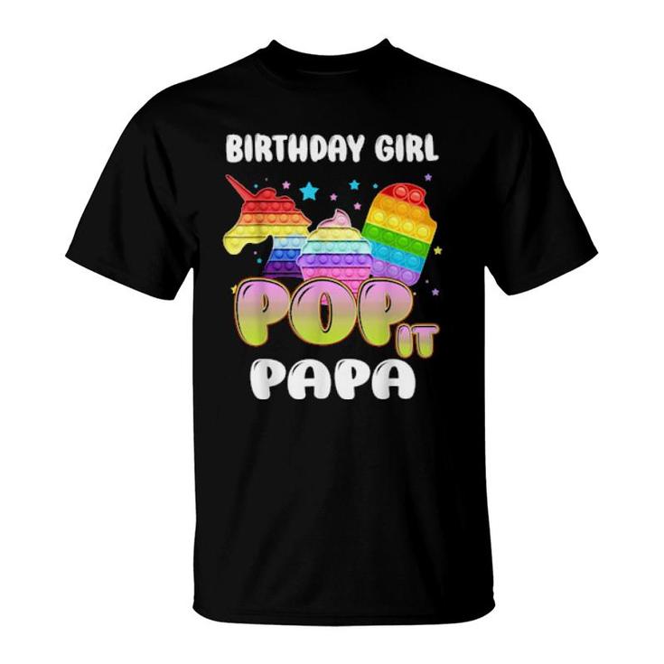 Pop It Papa Of The Birthday Girl Unicorn Ice Cream  T-Shirt