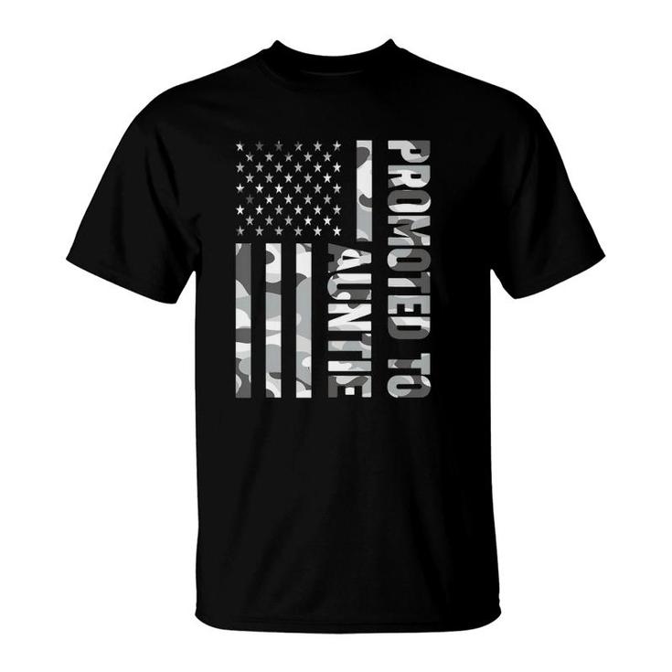 Promoted To Auntie American Flag Camo Mother's Day  T-Shirt