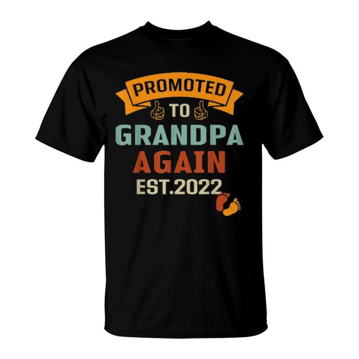 Promoted To Grandpa Again Est 2022 Vintage  T-Shirt