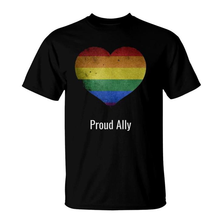 Proud Ally Rainbow Vintage Lgbtq Gay Pride Parade Women Men  T-Shirt