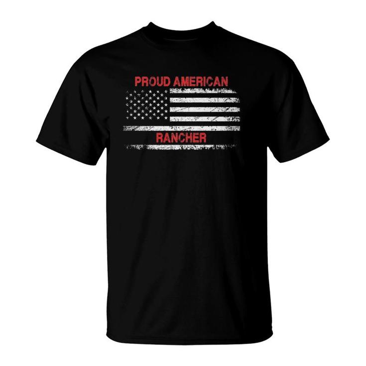 Proud American Patriotic Usa Flag Gift Rancher Premium T-Shirt