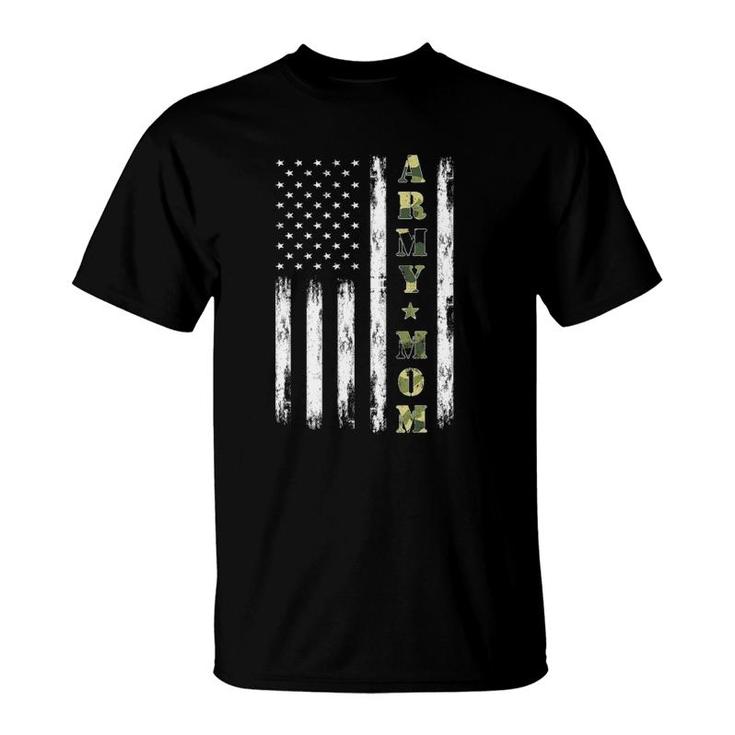 Proud Army Mom American Flag Camo Military Mom Mother's Day T-Shirt