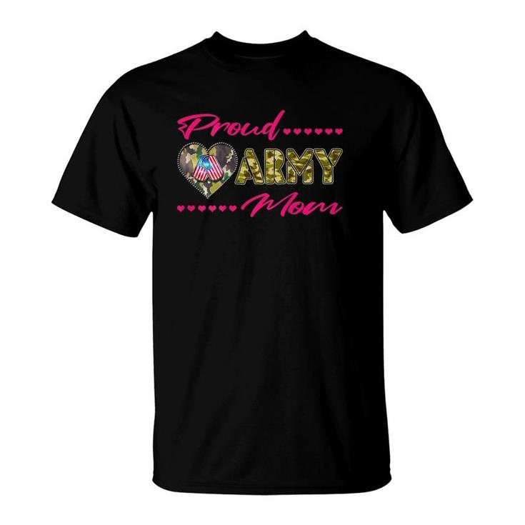 Proud Army Mom - Camo Us Flag Dog Tags Military Mother Gift T-Shirt