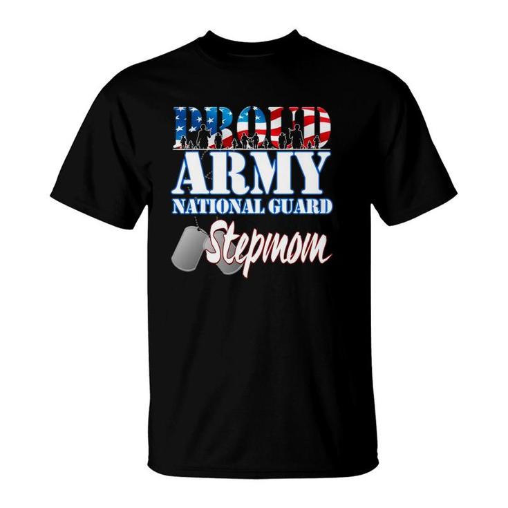 Proud Army National Guard Stepmom Dog Tag Flag Women T-Shirt
