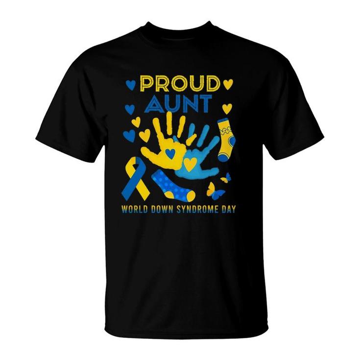 Proud Aunt T21 World Down Syndrome Awareness Day Ribbon T-Shirt