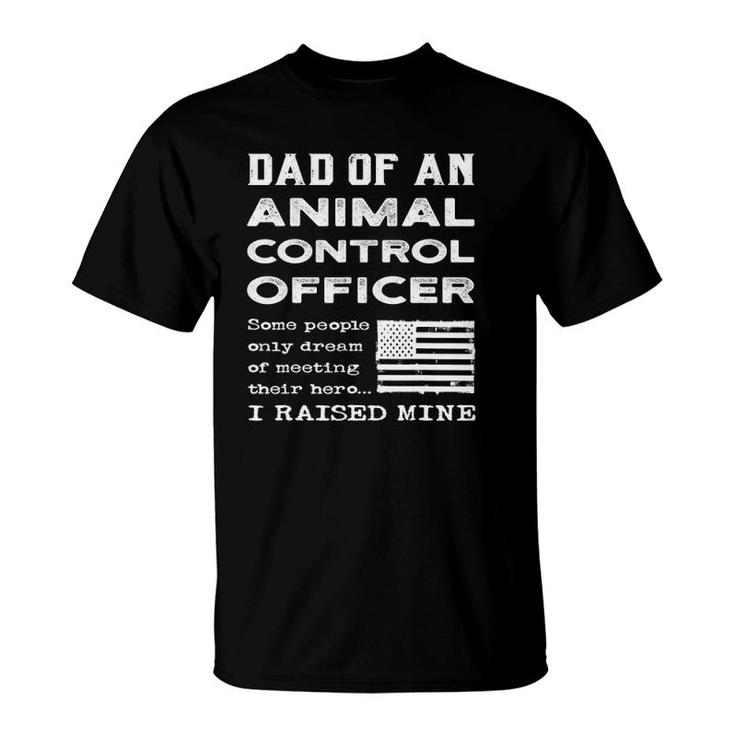 Proud Dad Of An Animal Control Officer Father Usa Flag Papa T-Shirt