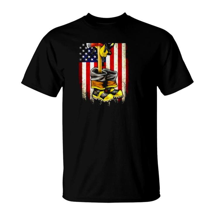 Proud Firefighter Uniform American Flag T-Shirt