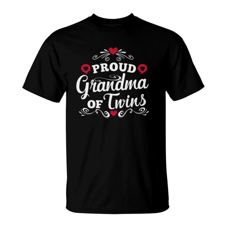 Proud Grandma Of Twins Grandmother Announcement Gift T-Shirt