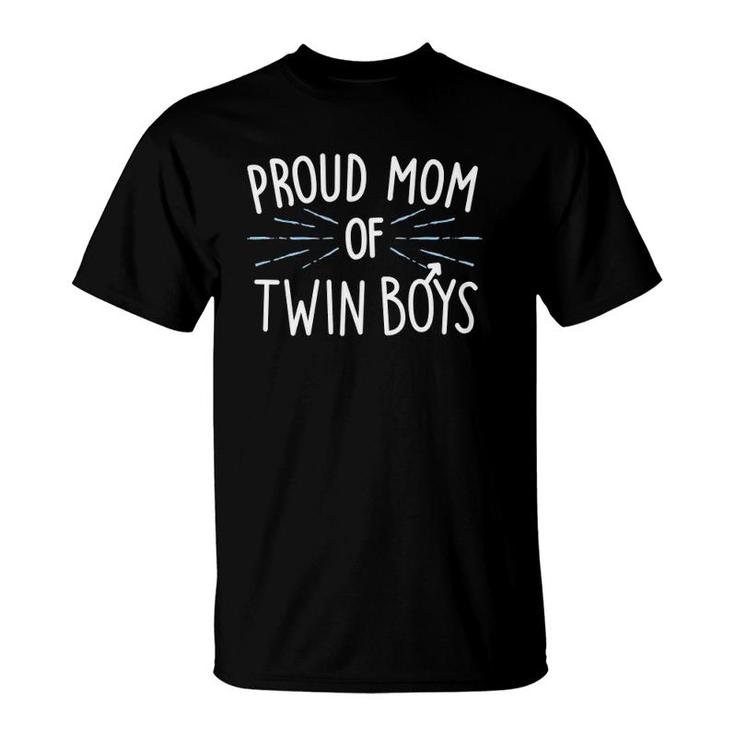 Proud Mom Of Twin Boys Mothers Day Gift Cute Mommy T-Shirt