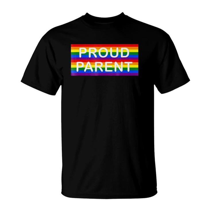 Proud Parent Lgbt Rainbow Flag Mom Dad T-Shirt