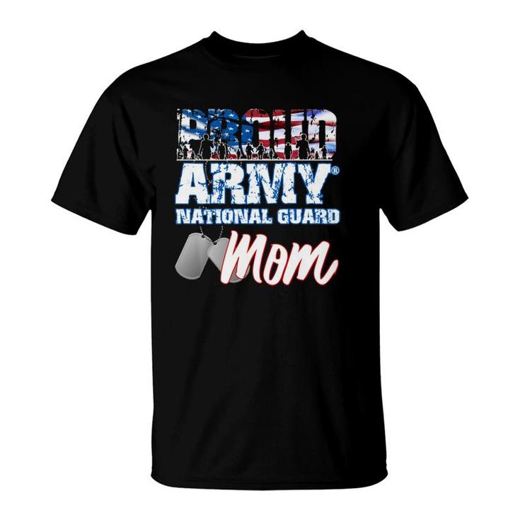 Proud Patriotic Army National Guard Mom Usa Flag Mothers Day T-Shirt