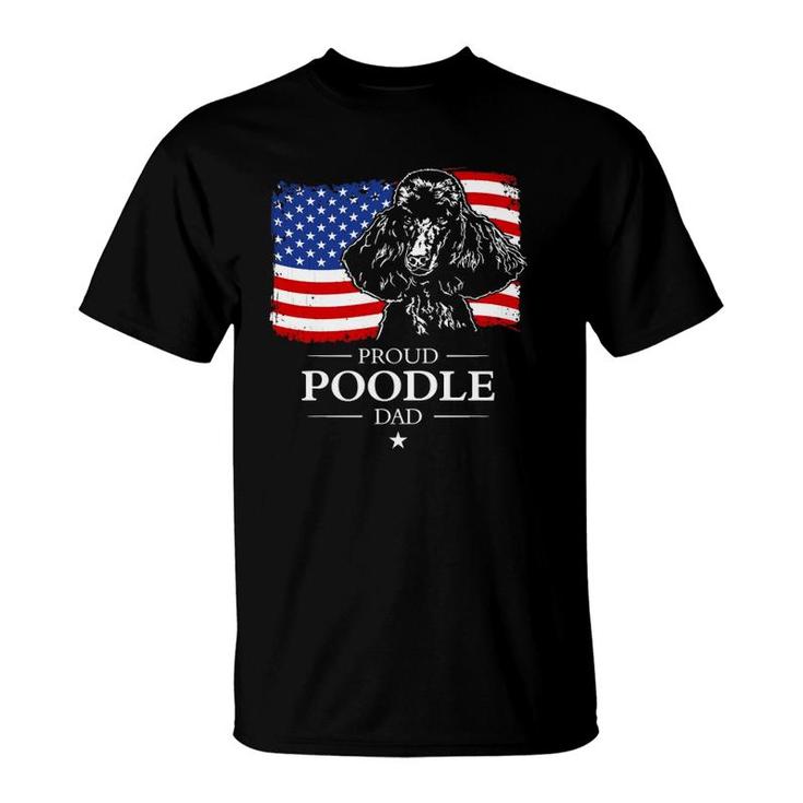 Proud Poodle Dad American Flag Patriotic Dog Gift  T-Shirt