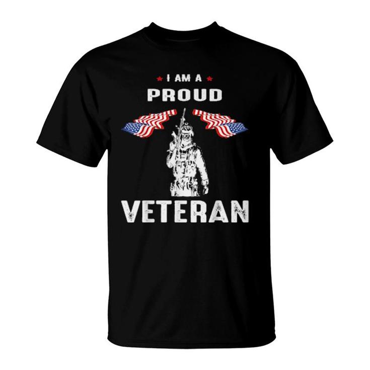Proud Veteran Thank You Veterans On Veterans Day With Flag  T-Shirt