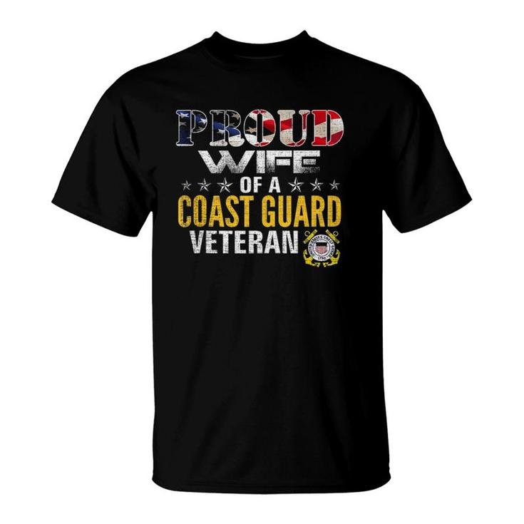 Proud Wife Of A Coast Guard Veteran American Flag Military Tank Top T-Shirt
