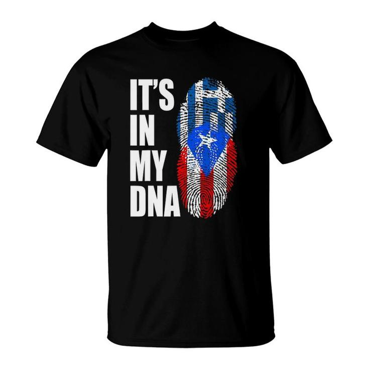 Puerto Rican And Greek Mix Dna Flag Heritage T-Shirt