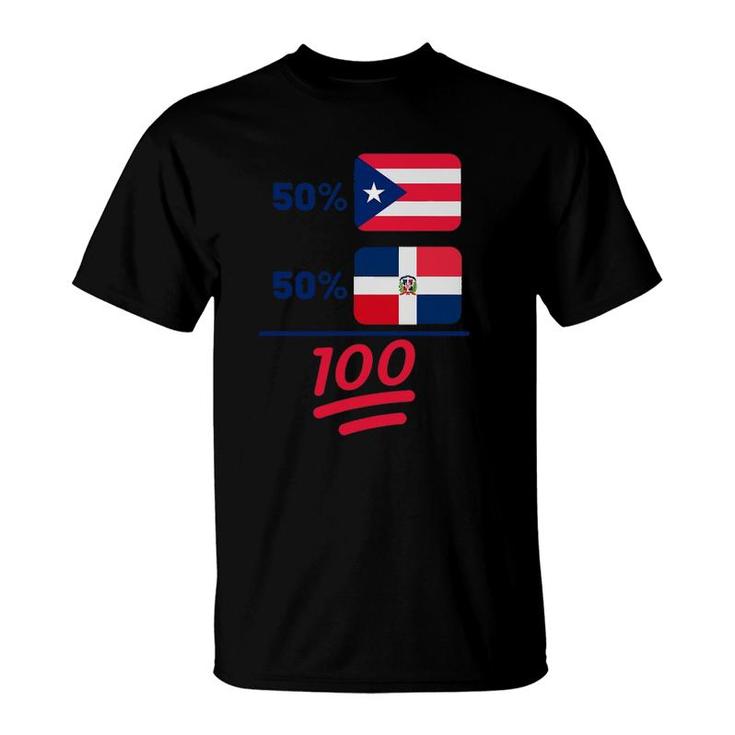 Puerto Rican Plus Dominican Heritage Nationality Flag T-Shirt