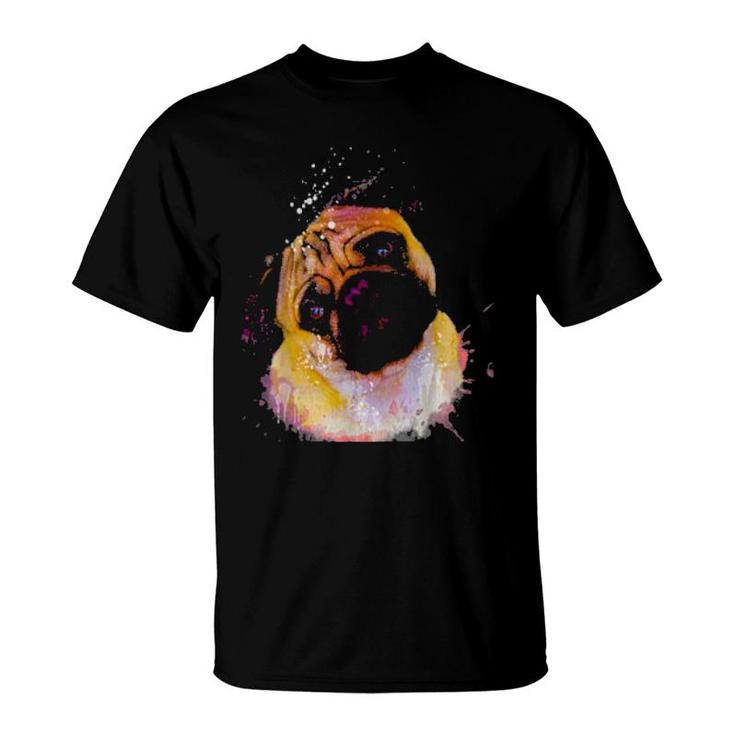 Pug Watercolors Dog Dogs Dog Mom Clothing Paws Doggy  T-Shirt